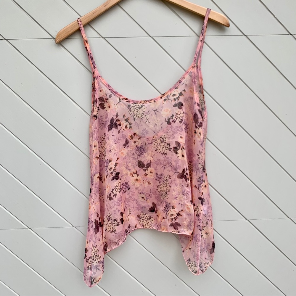 Brandy Melville Floral Chiffon Tank
